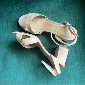 Truffle Collection nude block heel sandals